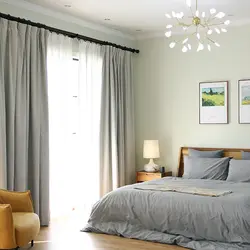 Design of gray curtains in the bedroom photo