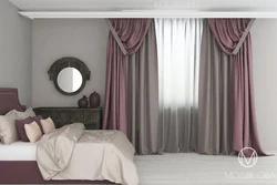 Design Of Gray Curtains In The Bedroom Photo