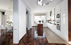 Laminate In The Living Room And Tiles In The Kitchen Photo