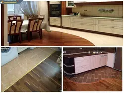 Laminate in the living room and tiles in the kitchen photo