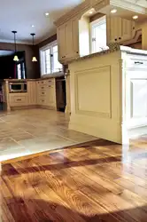 Laminate in the living room and tiles in the kitchen photo
