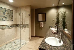 Bathroom design with shower and bathtub at the same time