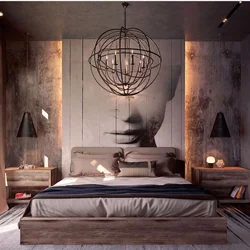 Loft style in the bedroom interior