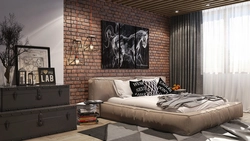 Loft style in the bedroom interior