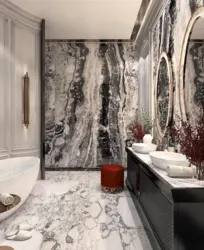 Дизайн небольшой ванной комнаты в мраморе