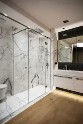 Small bathroom design in marble