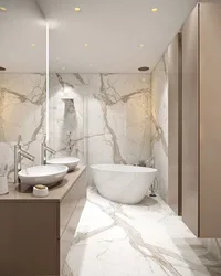 Small bathroom design in marble