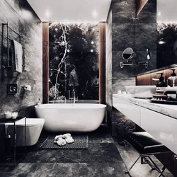 Дизайн небольшой ванной комнаты в мраморе