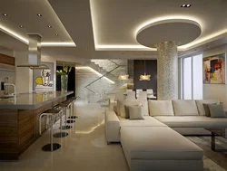 Soaring Ceiling In The Living Room With Kitchen Photo