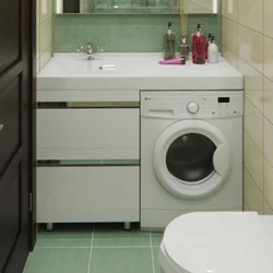 How to install a washing machine in a small bathroom photo