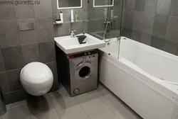 How to install a washing machine in a small bathroom photo