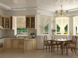 Kitchen Living Room With Windows On Different Walls Photo