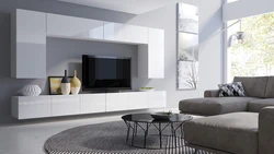 Living Room White Gloss Photo In The Interior