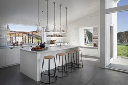 Kitchen design with panoramic windows photo