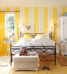 Желтые Спальни Обои В Интерьере