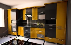 Кухня черно желтая фото