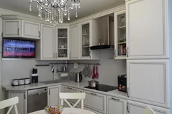 Corner Kitchen Design 9 Sq.M. With TV Photo