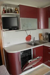 Corner Kitchen Design 9 Sq.M. With TV Photo