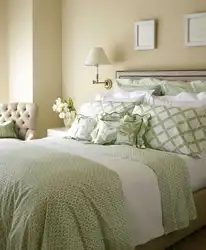 Combination of olive in the bedroom interior photo