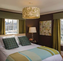 Combination of olive in the bedroom interior photo