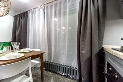 Light Gray Curtains In The Kitchen Photo