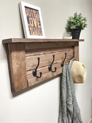 DIY hangers for the hallway made of wood photo