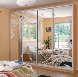 Bedroom wardrobe with mirror design photo