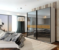 Bedroom wardrobe with mirror design photo