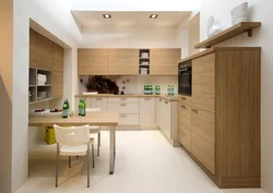Beige Wooden Kitchen In The Interior