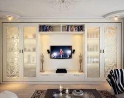 Modern living room with wardrobe in the interior