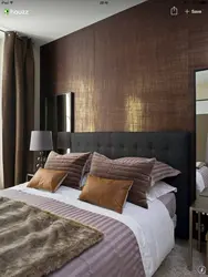 Стены в спальне с коричневой мебелью фото