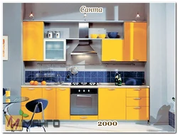 Yellow blue kitchen interior