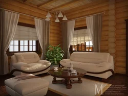 Living Room Interior Of A Wooden House Photo