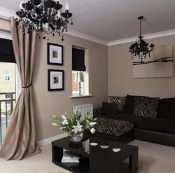 Living room design brown white