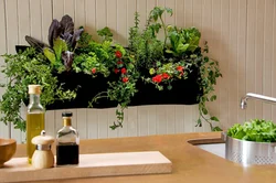 Kitchen design with artificial flowers