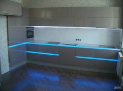 Светодиодная подсветка в интерьере кухни фото