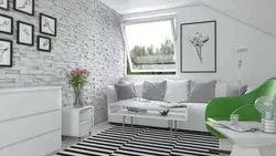 White Wallpaper On The Wall In The Living Room Interior