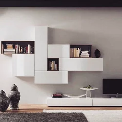 Modern shelves in the bedroom photo