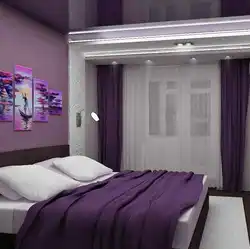 Bedroom With Lilac Curtains Design
