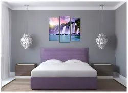 Bedroom design with purple bed