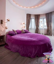 Bedroom design with purple bed