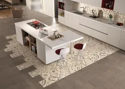 Porcelain tile floor design for kitchen