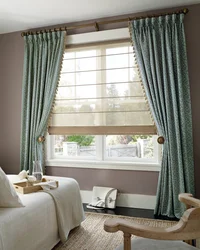 Short curtains for the bedroom up to the windowsill photo