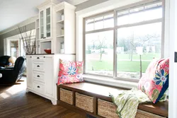 Window sill in the living room interior photo