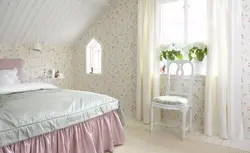 Спальня шпалеры ў кветачку фота