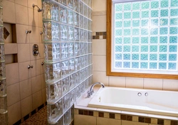 Glass blocks in the bathroom interior