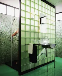 Glass blocks in the bathroom interior