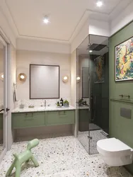 Bathroom design in olive color