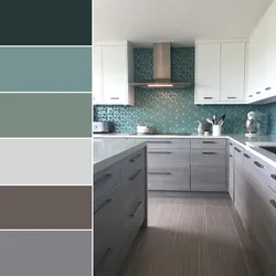 What kitchen color goes with gray wallpaper photo