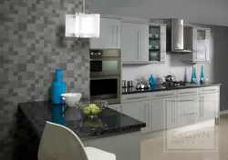 What kitchen color goes with gray wallpaper photo